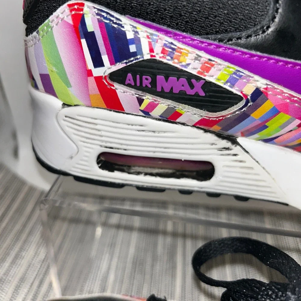 Nike Air Max 90 Print Mesh GS 833497-001 Hyper Violet 4.5Y Womens 6
